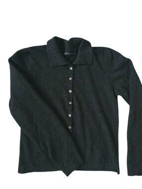 William Lockie VTG Cashmere Golf Cardigan S Charcoal Scotland Quiet Luxury